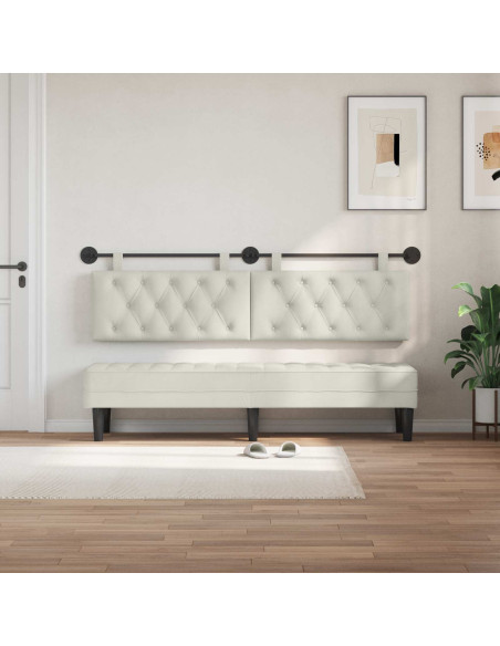 Testata appesa Montaggio a parete Crema 170 x 55 x 7 cm Velluto