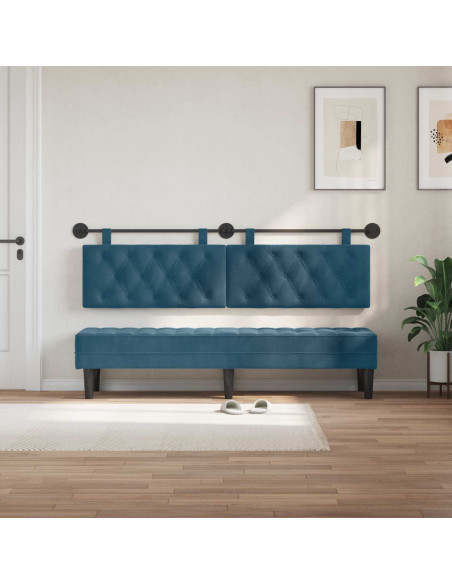 Testata appesa Montaggio a parete Blu 170 x 55 x 7 cm Velluto