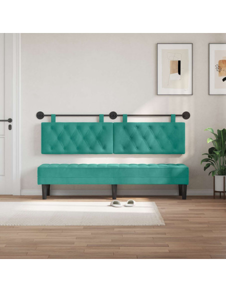 Testata appesa Turchese 170 x 55 x 7 cm Velluto