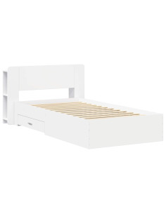 Telaio del letto con storage con testiera Bianco 80 x 200 cm 2