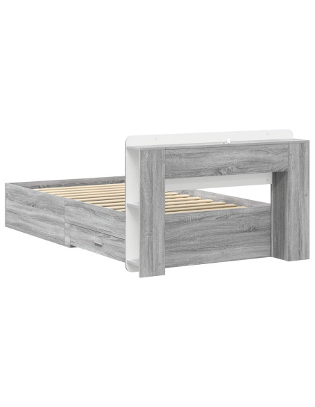 Telaio del letto con storage Sonoma grigio 100 x 200 cm