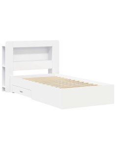 Telaio del letto con storage con testiera Bianco 80 x 200 cm 2