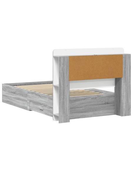 Telaio del letto con storage Sonoma grigio 100 x 200 cm