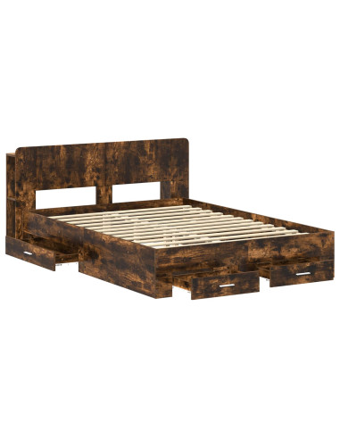 Telaio del letto con storage Rovere Fumo 150 x 200 cm