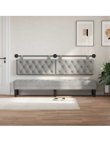 Testata appesa Grigio chiaro 210 x 55 x 7 cm Velluto
