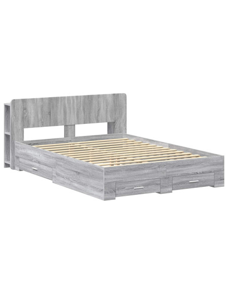 Telaio del letto con storage Sonoma grigio 160 x 200 cm