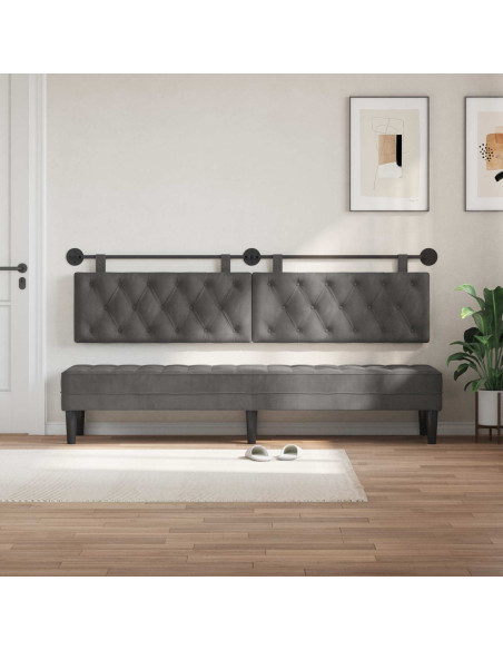 Testata appesa Grigio scuro 210 x 55 x 7 cm Velluto