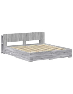 Telaio del letto con storage Sonoma grigio 200 x 200 cm 2