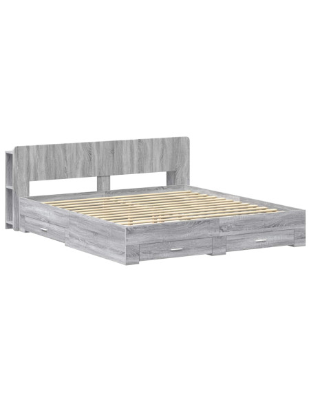 Telaio del letto con storage Sonoma grigio 200 x 200 cm