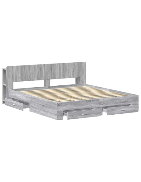 Telaio del letto con storage Sonoma grigio 200 x 200 cm