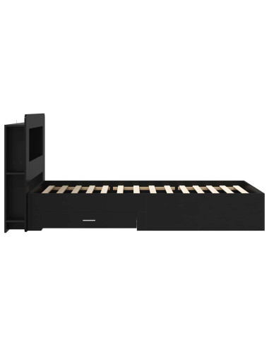 Telaio del letto con storage con testiera Nero 75 x 190 cm