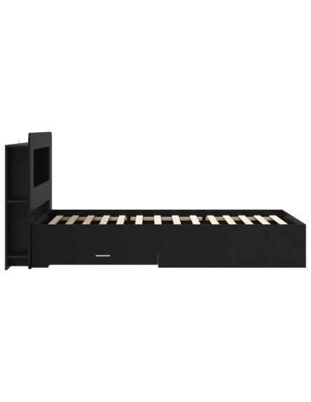Telaio del letto con storage con testiera Nero 75 x 190 cm