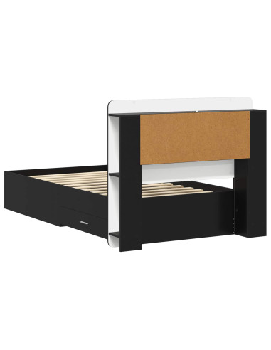 Telaio del letto con storage con testiera Nero 75 x 190 cm