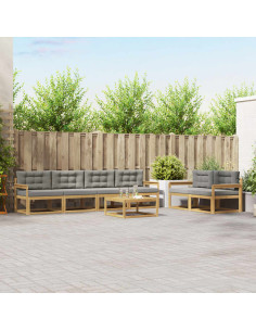 Set di divani da esterno 6 pcs Bianco e Grigio Chiaro