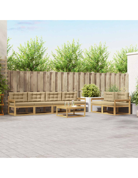 Set di divani da esterno con cuscino 6 pcs Bianco e Beige
