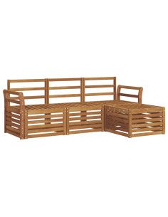 Set divani 4 pcs Naturale Legno di Acacia Massello 2