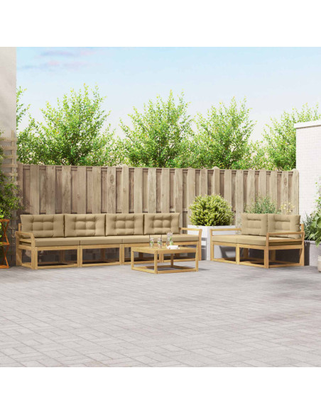Set di divani da esterno con cuscino 6 pcs Bianco e Beige