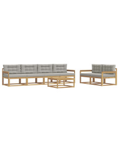 Set di divani da esterno 6 pcs Bianco e Grigio Chiaro 2