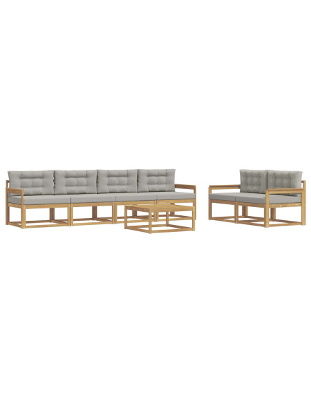 Set di divani da esterno 6 pcs Bianco e Grigio Chiaro