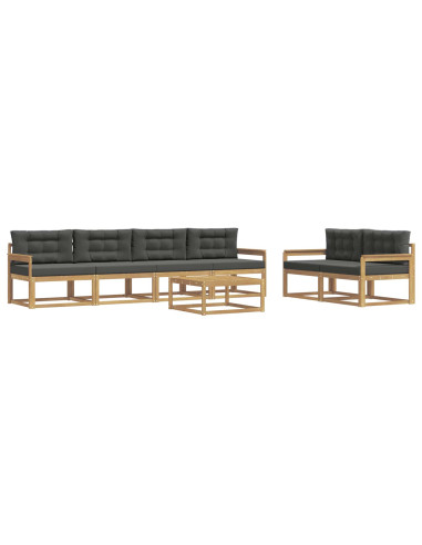 Set di divani da esterno con cuscino 6 pcs Bianco e Antracite