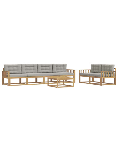 Set di divani da esterno 6 pcs Bianco e Grigio Chiaro