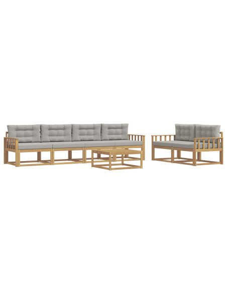 Set di divani da esterno 6 pcs Bianco e Grigio Chiaro