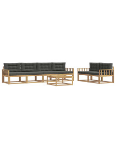Set di divani da esterno con cuscino 6 pcs Bianco e Antracite 2