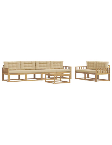 Set di divani da esterno con cuscino 6 pcs Bianco e Beige