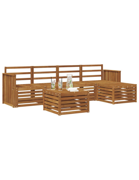 Set divani 6 pcs Naturale Legno di Acacia Massello