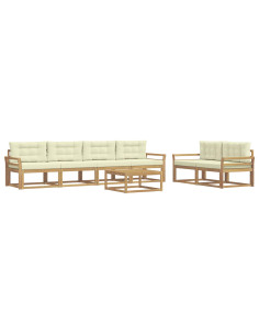 Set di divani da esterno con cuscino 6 pcs Bianco e Crema 2