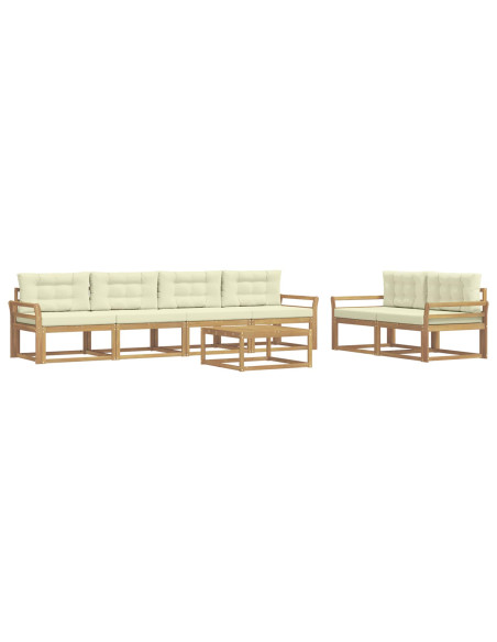 Set di divani da esterno con cuscino 6 pcs Bianco e Crema