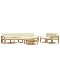 Set di divani da esterno con cuscino 6 pcs Bianco e Crema 2