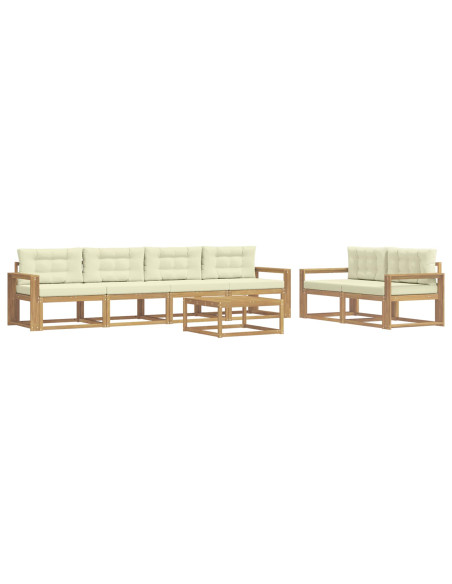 Set di divani da esterno con cuscino 6 pcs Bianco e Crema