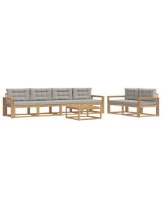 Set di divani da esterno 6 pcs Bianco e Grigio Chiaro 2