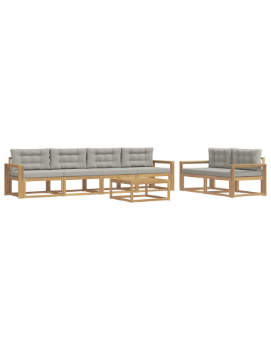 Set di divani da esterno 6 pcs Bianco e Grigio Chiaro