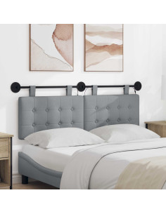 Testiera sospesa Con luce LED Grigio Chiaro Tessuto