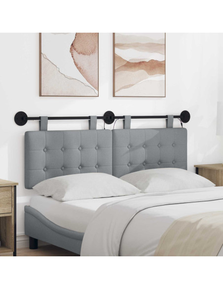Testiera sospesa Con luce LED Grigio Chiaro Tessuto