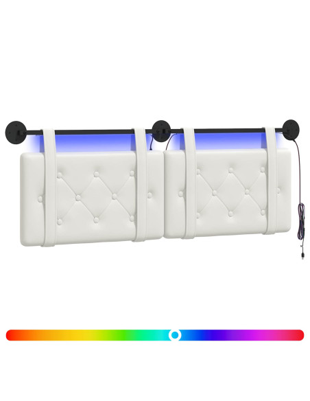 Testiera sospesa Con luce LED Bianco Similpelle