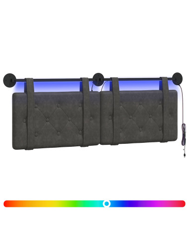 Testiera sospesa Con luce LED Nero PU Antico