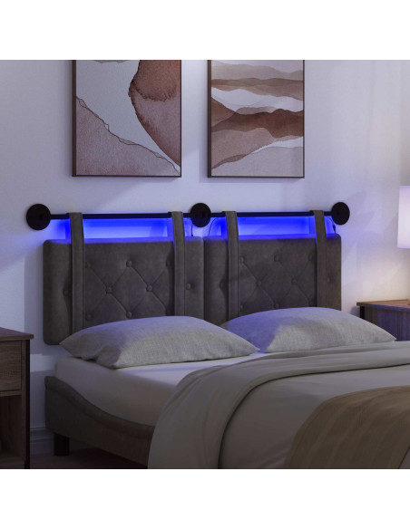 Testiera sospesa Con luce LED Nero PU Antico