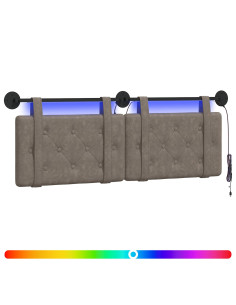 Testiera sospesa Con luce LED Grigio PU Antico 2