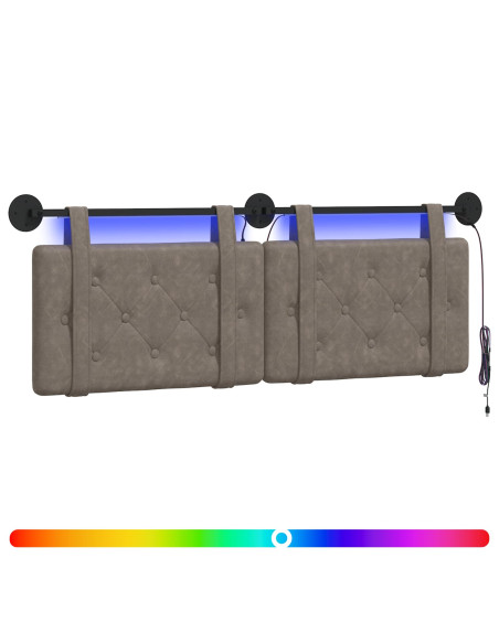 Testiera sospesa Con luce LED Grigio PU Antico