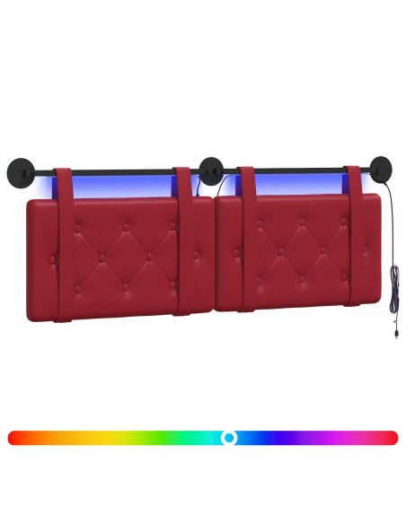 Testiera sospesa Con luce LED Rosso Vino Similpelle