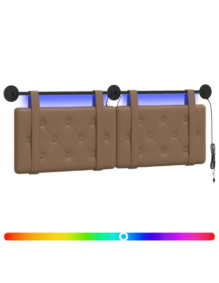 Testiera sospesa Con luce LED Cappuccino Similpelle
