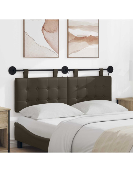 Testiera sospesa Con luce LED Grigio Similpelle