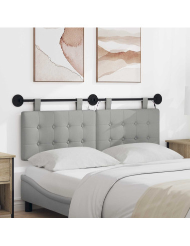 Testiera sospesa Con luce LED Grigio Nuvola Tessuto
