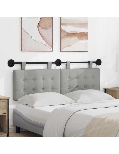 Testiera sospesa Con luce LED Grigio Nuvola Tessuto