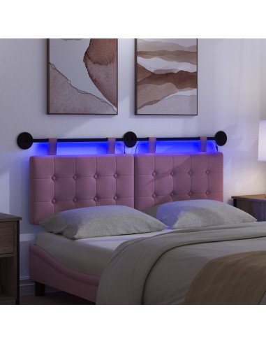 Testiera sospesa Con luce LED Rosa Tessuto