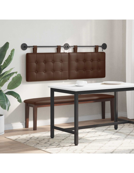 Testiera sospesa Con luce LED Marrone Similpelle