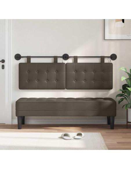 Testiera sospesa Con luce LED Grigio Similpelle